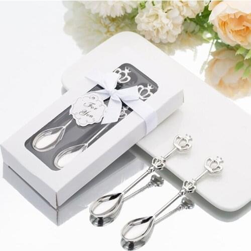 Silver Crown Coffee Spoon 2pcs/set Drink Coffee Mixing Spoon Restaurant Hotel Party Tableware Household Kitchen Supplies Gift