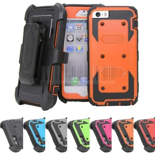 Heavy Duty Hybrid Armor Case Shockproof Impact Protective Tough Cover With Belt Clip Holster Case For Apple iPhone 5/5s/SE