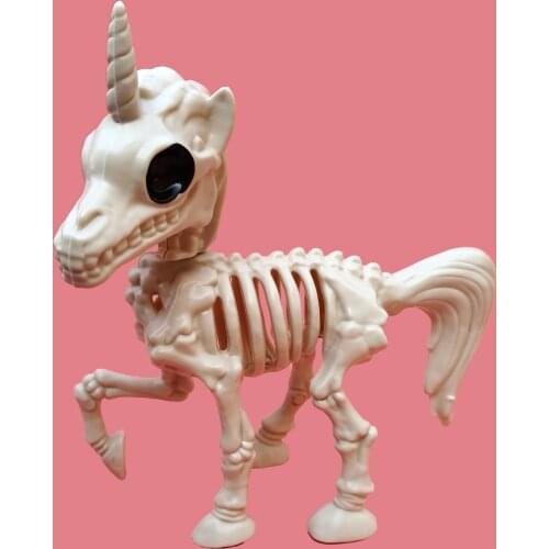 Halloween Decoration Unicorn Skeleton Bone Party Cute Ornaments Hallowmas Horror Props Horrible Scary (Beige)