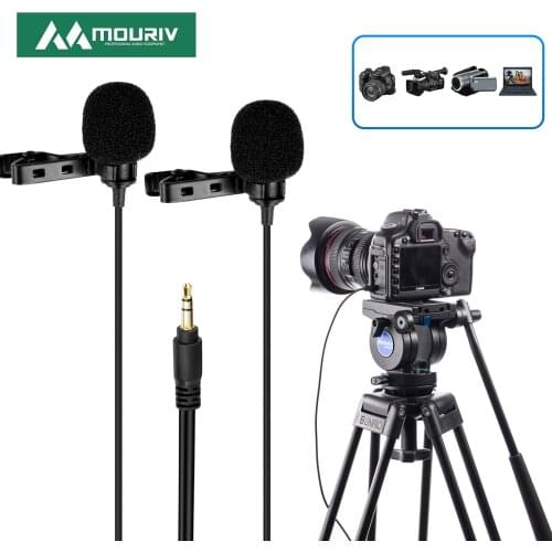 MOURIV CM208 TRS Lapel Clip-on Omnidirectional Condenser Mic with USB Adapter Interview Microphone for DSLR Camera,Camcorder,PC