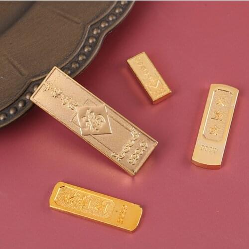 1Pcs 2021 Metal Feng Shui Mascot Chinese Yellow Crystal Gold Ingot For Wealth Lucky Home Decor
