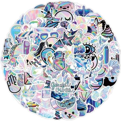 10/30/50/100pcs Holographic Laser Cool Stickers Graffiti Waterproof For Laptop Phone Motorcycle Skateboard Luggage Car Sticker