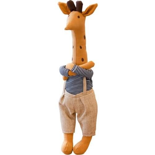 45CM Cute Mr.Giraffe Stuffed Animals Giraffe With Clothes Doll Lovely Home Decor Birthday Gifts For Children Boys