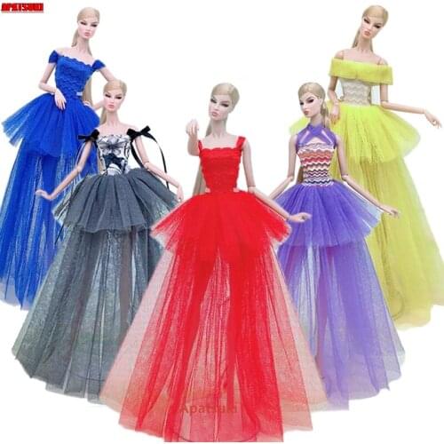 5pcs/lot Fashion Clothes Costume For Barbie Doll Dresses Multi-layer Party Gown Outfits For 1/6 BJD Dolls Accessories Kids Toys