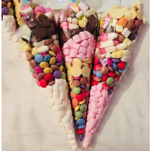 50pcs Transprant Plastic Bags Birthday Party Decorations Kids Cellophane Sugar Packaging Bags Unicorn Party Favor Horn Candy Bag