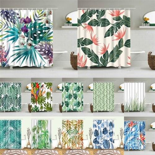 African Leaves Prints Bath Shower Curtains Waterproof Screen for Bathroom Home Decoration Polyester Fabric Washable Curtain