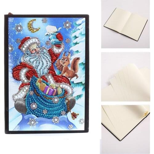 DIY Santa Claus Special Shaped Diamond Painting Notebook Sketchbook 50 Pages Art Diamond Painting Notebook Diary Christmas Gifts