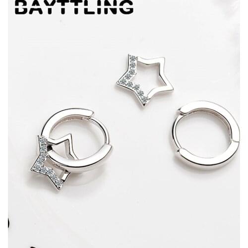 BAYTTLING Hot Sale 20MM 925 Sterling Silver Luxury Star Zircon Earrings For Women Glamour Wedding Jewelry Gifts