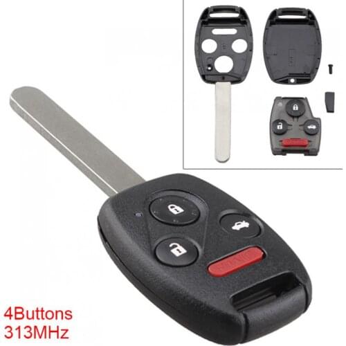 4 Buttons Keyless Uncut Flip Car Remote Key Replacement Fob With KR55WK49308 Chip and Battery for Honda Accord Pilot