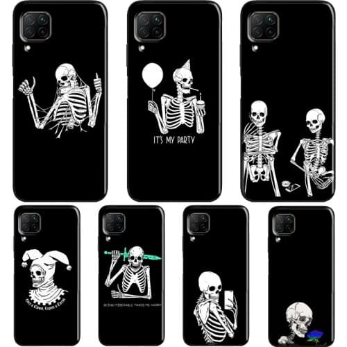 Funny Skeleton Skull Art Case For Huawei P30 Lite P20 P40 Pro Mate 20 P Smart 2021 2019 Nova 5T Honor 9X 8X 10i 8A