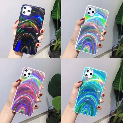 For iPhone 12 11 Pro Max Case Luxury rainbow Mirror Glossy Bling Cover For iphone xs Max XR X 6 6S 7 Plus 8plus coque Case
