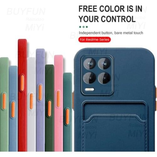 Realmi c21 case square card slot holder soft silicone shockproof coque for realme narzo 30 5g realm relme 8 pro skin back covers