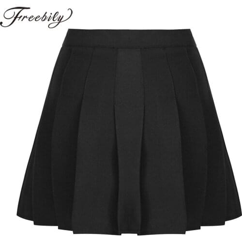 Women Girl Solid High Waist Pleated Skirt Casual Skate Tennis A-Line Mini Skirts Student School Uniform Cheerleading Costume New