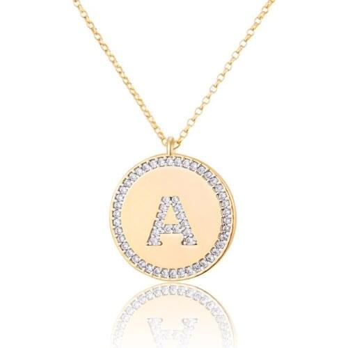 Expensive But Good Quality Zirconium 26 Letter Necklace Factory Spot Gold-plated White Zirconium Pendant In English