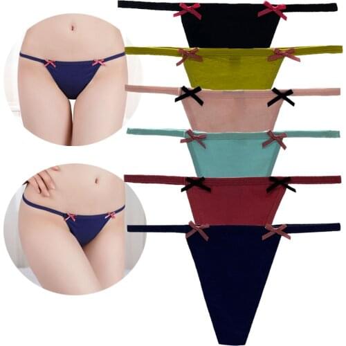 6pcs/lot Womens Exotic Tanga g string Femme Sexy Panties Cotton Thongs Sport Panty Knickers Low-waist Lingerie Mini Bikini