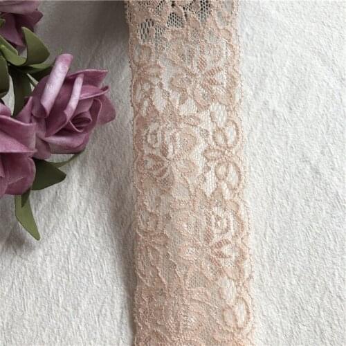 Elastic stretchy 5.5cm Gold yellow lace trim for diy wedding dress underwear lingerie lace ribbons lace