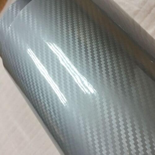 50CM*200/300CM Glossy Silver 5D Carbon Fiber Vinyl film Car Wrap With Air Free Bubble DIY Car Tuning Part Sticker