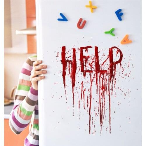 Halloween Decor Red Blood HELP Glass Decals Creative Wall Stickers Bedroom Fridge Decorative Terror WallStickers Room Decor