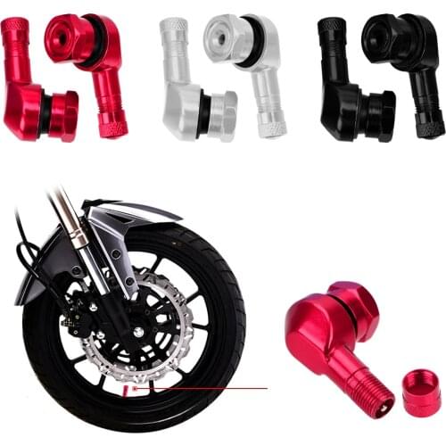 2pcs Aluminum Motorcycle Wheel Tire Tubeless Inflating Valve Stems Caps 90° Bent Design Motorbike Accessories Replacement