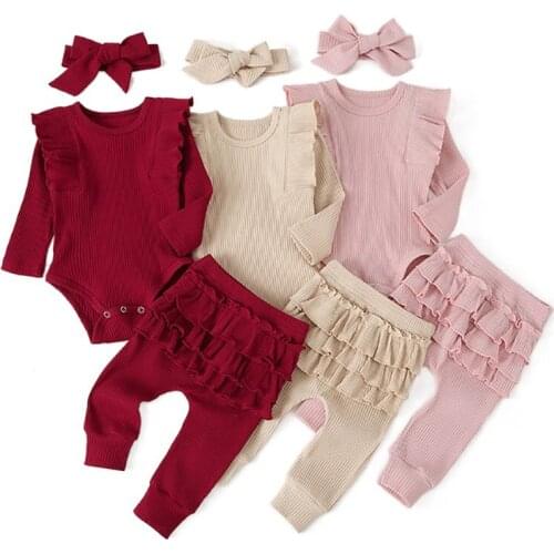 2Pcs Autumn Kids Baby Girls Cloting Set Cotton Tops Mini Dress+Jogger Pants Suit Ruffle Princess Casual Girl Set Infant Outfits