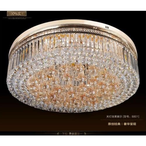 Circular Crystal Ceiling Light For Living Room Home Dining Light Lamp Hotel Creative Retro Iron Lamp E14 Led Bulb