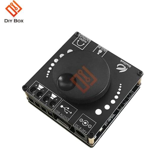 Mini Bluetooth 5.0 50WX2 Wireless Audio Power Digital Stereo Amplifier Board Module Amp 3.5MM AUX USB volume control XY-AP50L