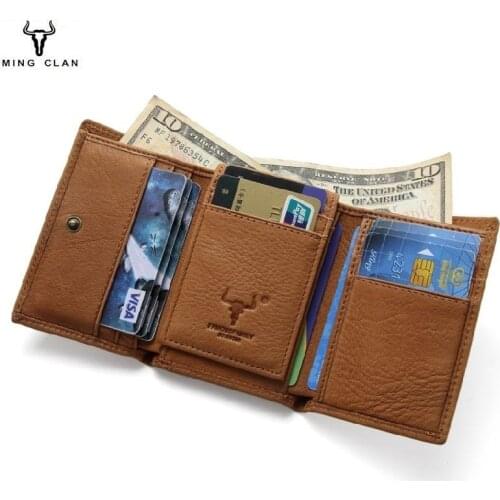 Fashion Short Cowhide Leather Wallets RFID Anti-theft Retro Hasp Purse Multi-card Card Holder Genuine Leather Wallet