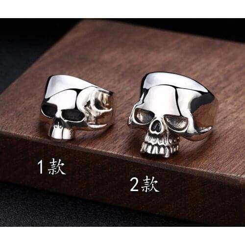 BOCAI 100% S925 Silver Jewelry Fashion Personality God’s Eye Open Man and Woman Trendy Skull Ring
