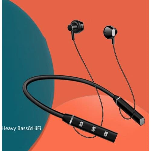 New Wireless Sports Headset Bluetooth 5.0 HIFI Headphone Wireless Sports Neckband Bluetooth Earphone (Red/Black)