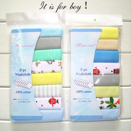 Neonatal cotton material feeding napkin handkerchief baby saliva towel handkerchief child fine knitted cotton cloth towel 8pcs