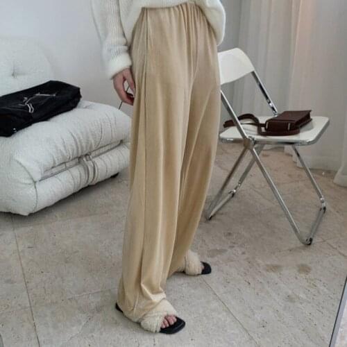 Autumn And Spring Fashion Casual High Waist Straight Wide Leg Pants Loose Slim Solid Color Long Pants For Women 2021 X351