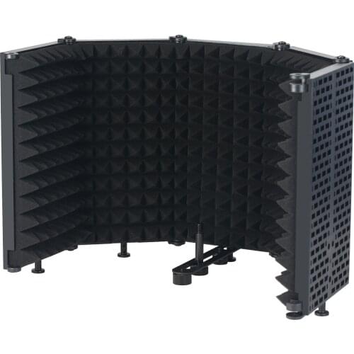 Professional Microphone Isolation Shield 5Panel Foldable Wind Screen for Recording Studio Foldable High-Density Absorbing Sponge