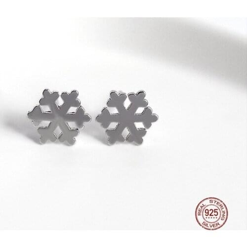LKO 925 Sterling Silver Romantic Snowflake Earrings Fashion Temperament Simplicity Stud Earrings Gift For Girlfriend