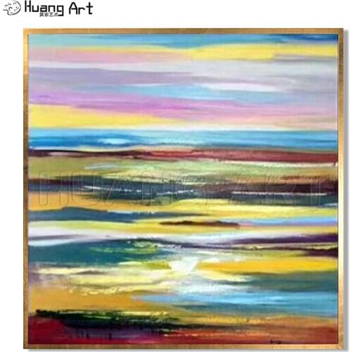Hand-painted High Quality Modern Rainbow Colors Abstract Oil Painting on Canvas for Room Wall Decor Abstract Landscape Painting