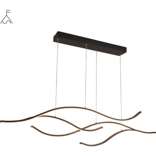Modern Led Pendant Lights for Living Room Lampara Colgante Lustre Avize Lampadario Black Wave Pendant Lamp for Kitchen Office