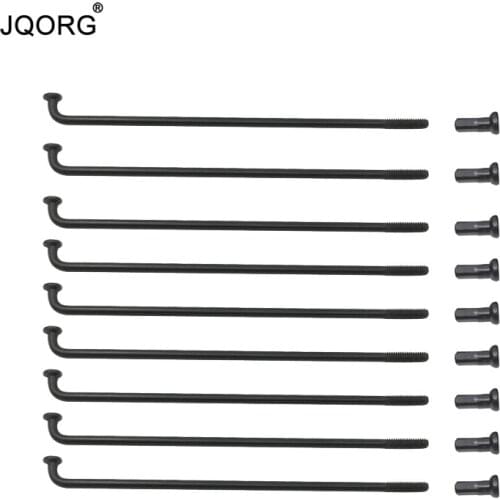 JQORG Mountain Bike Spokes 14G Diameter 2.0mm 304 Stainless Steel Material Black Color Cylinder Body Road Bicycle Spokes And Cap