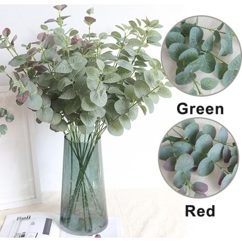 Green Artificial Leaves Large Eucalyptus Leaf Plants Wall Material Decorative Fake Plants For Home Shop Garden Party Decor 68cm
