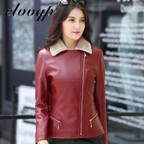 Plus Size 7xl Winter Women Leather Jacket Plus Velvet Warm Female Faux Leather Jackets Fashion Turn Collar Motorcycle Lady Coat