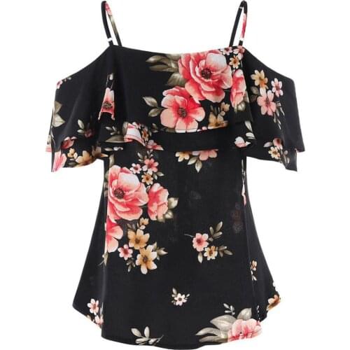 40%HOTSummer ladies boho vest floral print off-shoulder shirt sleeveless camisole with thin shoulder straps off-shoulder floral