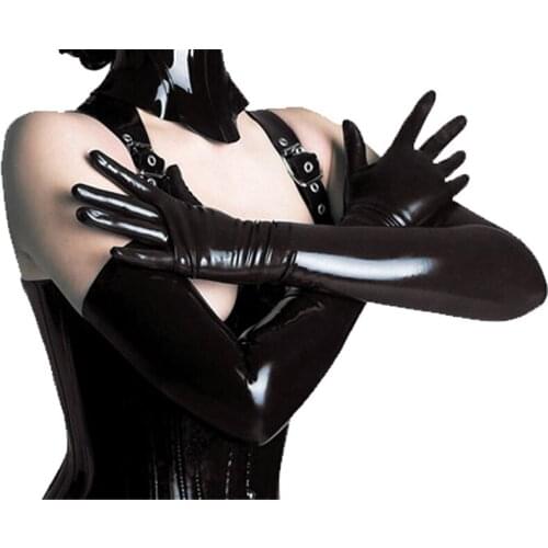 Women Black Leather Long Gloves Fashion Stage Performace Gloves Muti-color PU Long Sleeve Elbow Gloves & Mittens Women