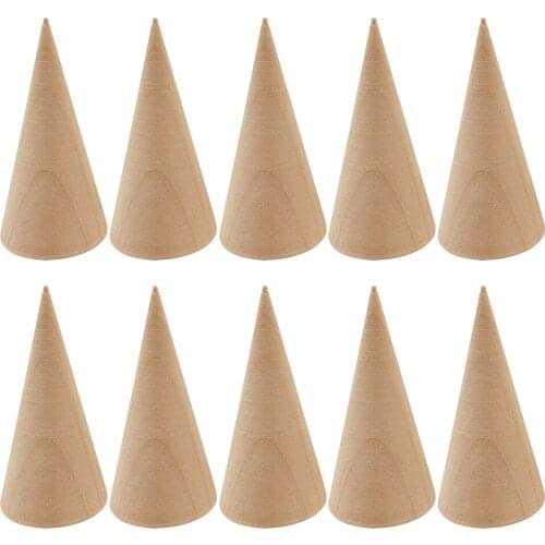 10pcs Solid Wooden Cone Ring Holder Jewelry Display Stand Organizer Storage Rack Showcase For Exhibit Polite
