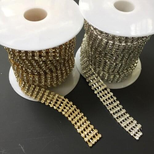 10Yards Rose Gold Silver Gold Rhinestone Trim Chain Crystal Applique For DIY Crafts Accessories