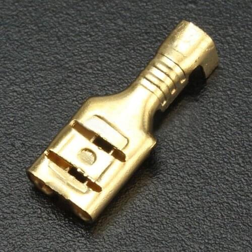 100Pcs 4.8mm Brass Crimp Terminal Female Spade Connector & Insulating Sleeve Crimping Terminal 22-16AWG