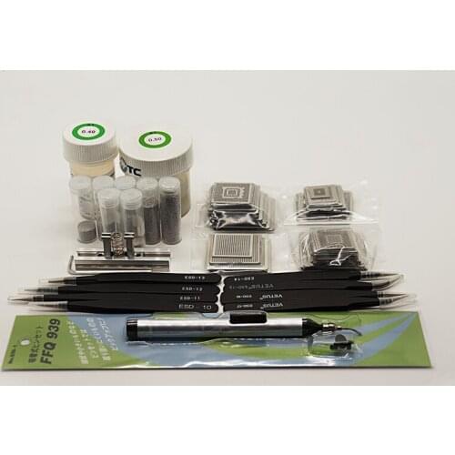 Mini Direct Heated Reballing jig 144Pcs 231Pcs Stencils Holder Fixture Template Kit ESD Tweezers Solder balls Vacuum Suction pen