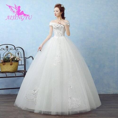 AIJINGYU 2021 sexy Customized new hot selling cheap ball gown lace up back formal bride dresses wedding dress WK649