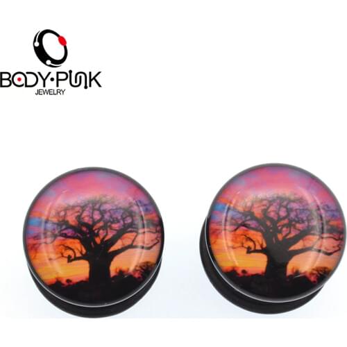 BODY PUNK Oil Drip Acrylic Stud Earrings Ear Plugs Expander Ear Stretcher Tunnel Body Piercing Jewelry 8-16mm PLG 034