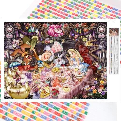5D DIY Diamond Painting Disney Cartoon Princess Fantasy Alice in Wonderland Cross Stitch Embroidery Mosaic Square Round Handmade