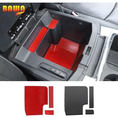 BAWA Soft Carbon Fiber Car Armrest Box Lower Groove Mats Non-slip Pad Trim Sticker for Dodge RAM 1500 2010-2015 Interior decorat