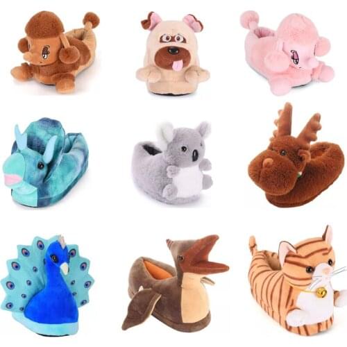 Kids Cartoon Winter Warm Fluffy Faux Fur Slides Bedroom Shoes Children Cotton Shoes Girl Winter Home Plush Slipper Women Sandals