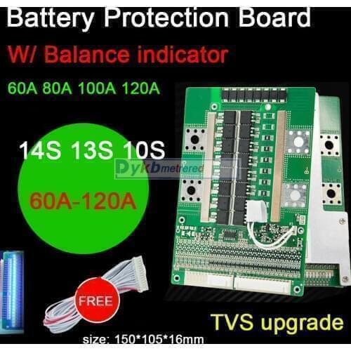 DYKB 14S 13S 10S 36V 48V Li-ion Lipo Lithium Battery Protection Board BMS 60A 80A 100A 120A High current Discharge W balance LED